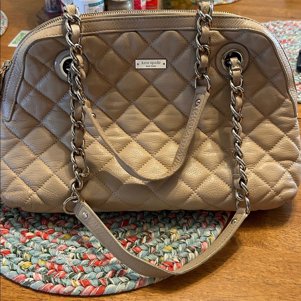 Kate Spade Beige Quilted Shoulder Bag